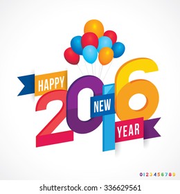 Vector illustration of Happy New Year 2016.