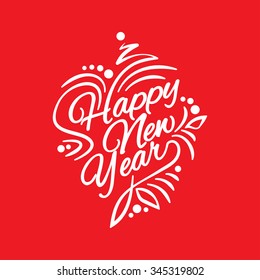 Vector illustration Happy New Year. Red background. EPS 10