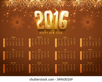 Vector Illustration of happy new year Calendar for 2016.