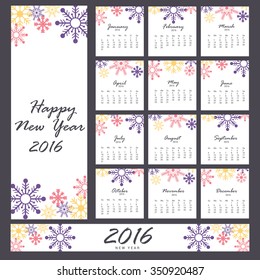 Vector Illustration of  happy new year Calendar for 2016.