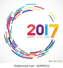 Vector illustration of Happy New Year 2017.