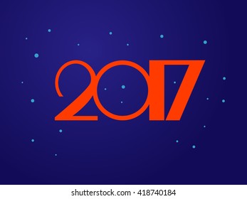Vector illustration. Happy New Year 2017. dark blue background