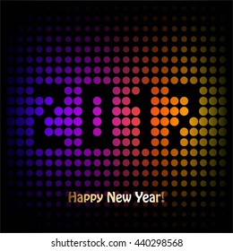 Vector illustration of Happy New Year 2017! Bright glowing backgroung.