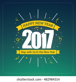 Vector illustration of Happy new year 2017. Fireworks ornament background. Seasons greetings elegant design.