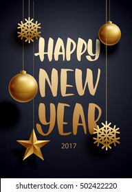 Vector Illustration Of Happy New Year 2017 Sale Gold And Black Collors Place For Text Christmas Balls 2020