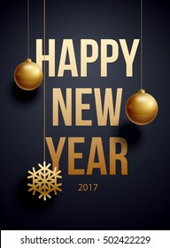 vector illustration of happy new year 2017 sale gold and black collors place for text christmas balls 2020