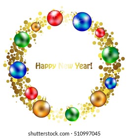Vector illustration of Happy New Year! Christmas toys.
