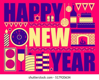 vector illustration of Happy New Year festival holiday celebration background