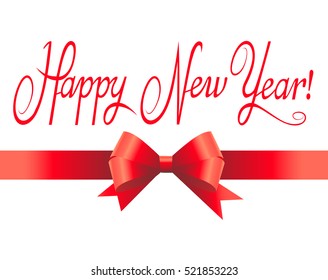 Vector Illustration. Happy New Year red bow.