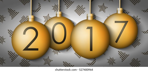 Vector illustration. Happy New Year 2017 Christmas balls on background with New Year elements. Xmas Ball Template for your Projects summary and New Year's cards.
