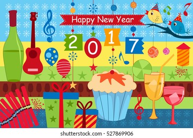 vector illustration of Happy New Year celebration background