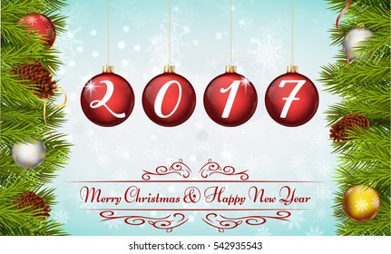 Vector illustration of Happy New Year 2017 background