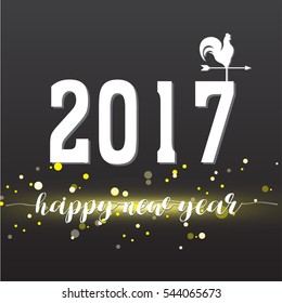 vector illustration of happy new year 2017 on gray background.