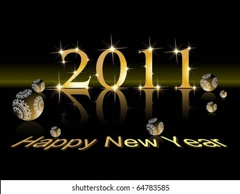 vector illustration of happy new year wallpaper for 2011