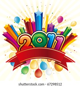 ilustração vetorial de feliz ano novo 2011
