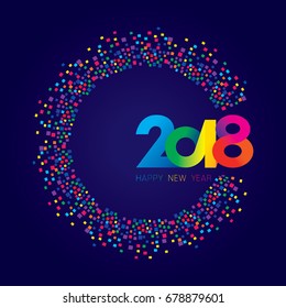 Vector illustration of Happy New Year 2018.