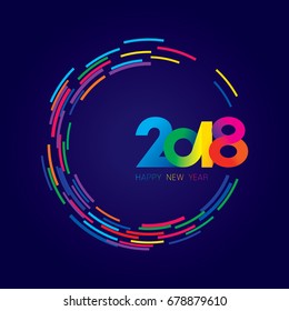 Vector illustration of Happy New Year 2018.