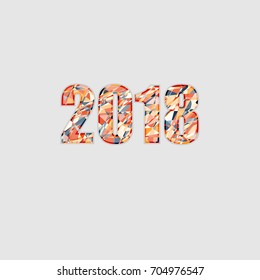 Vector illustration of happy new year 2018 text. Colorful creative design background or greeting card