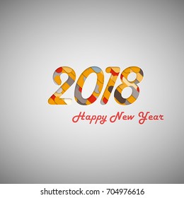 Vector illustration of happy new year 2018 text. Colorful creative design background or greeting card
