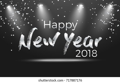 vector illustration of happy new year 2018 gold and black colors. vector of 2019