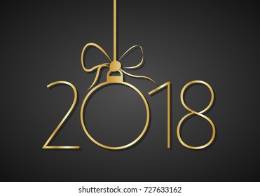 Vector illustration of Happy New year 2018, gold number 2018 on black background