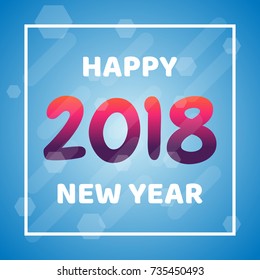 Vector illustration of Happy New Year on a blue background.