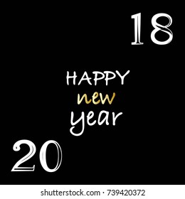vector illustration of happy new year 2018, the gold and black collors 