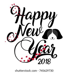 vector illustration of happy new year 2018.