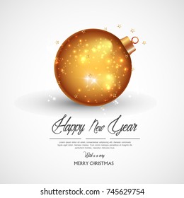 vector illustration of happy new year 2018 with christmas balls.