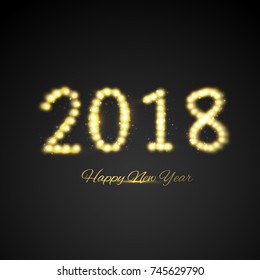 vector illustration of happy new year 2018.
