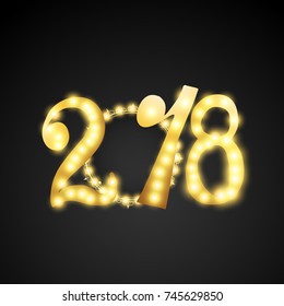 vector illustration of happy new year 2018.
