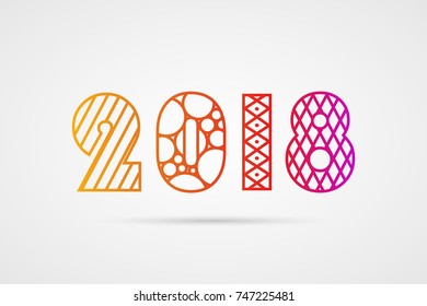 Vector illustration of happy new year 2018 greeting card
