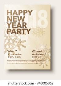 vector illustration of happy new year 2018 gold place for text christmas balls star champagne glass flayer brochure  2019 2020