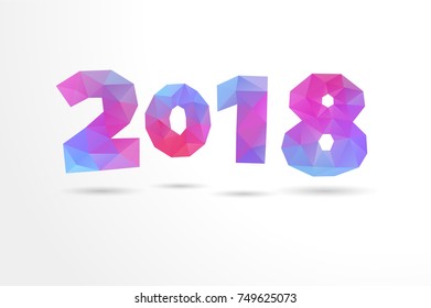 vector illustration. happy new year 2018. figures with a triangular geometric pattern
