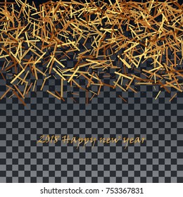 vector illustration of happy new year 2018 gold and black collors place for text