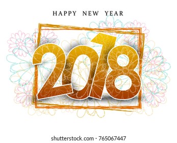 vector illustration of happy new year 2018.