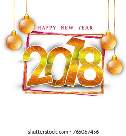 vector illustration of happy new year 2018.