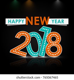 vector illustration of happy new year 2018.