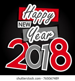 vector illustration of happy new year 2018.