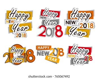 vector illustration of happy new year 2018.