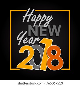 vector illustration of happy new year 2018.