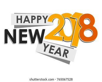 vector illustration of happy new year 2018.