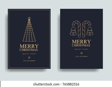 Vector illustration of happy new year 2018. Marry christmas  posters set. Posters with place for text. Marry christmas background for flayers and brochure