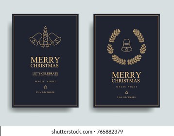 Vector illustration of happy new year 2018. Marry christmas  posters set. Posters with place for text. Marry christmas background for flayers and brochure