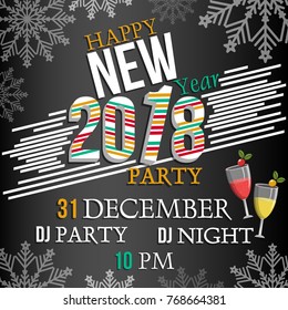 Vector illustration of Happy New Year 2018 party celebration poster