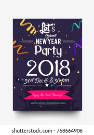 Vector illustration of Happy New Year 2018 party celebration poster