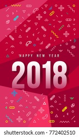 	
vector illustration of happy new year 2018