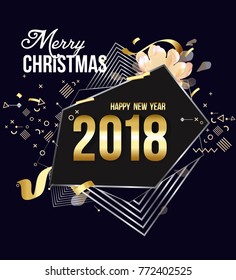 	
vector illustration of happy new year 2018