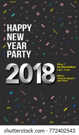 	
vector illustration of happy new year 2018