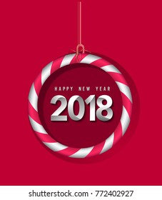 vector illustration of happy new year and merry christmas 2018